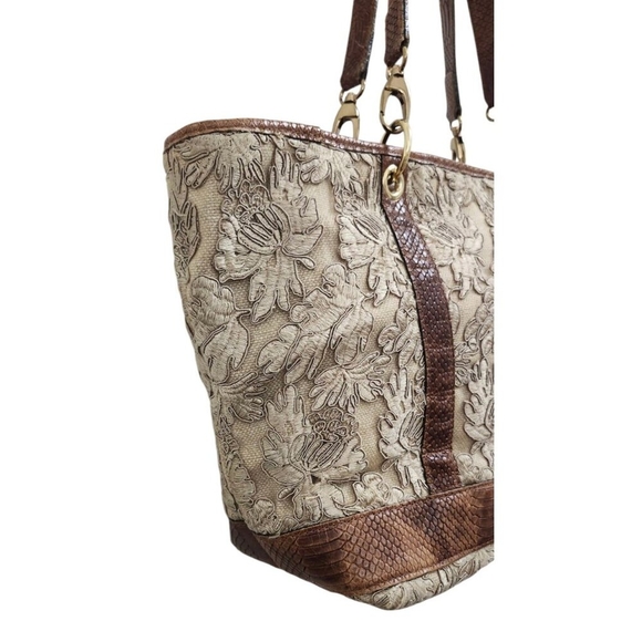 Rare Clever Carriage Company Embroidered lace & Croc Embossed Leather La… - Picture 5 of 16